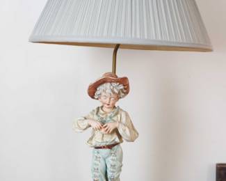 19th Century Huge Bisque Antique Harvest Time Table Lamps - Tested - Pair  - See All Photos