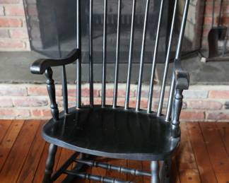 Vintage Black Wooden Rocking Chair