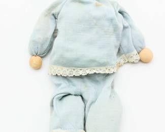 1959 SHACKMAN 9.5 MUSICAL WIND-UPSLEEPY BABY DOLL IN BLUE PJS, PLAYS LULLABY
