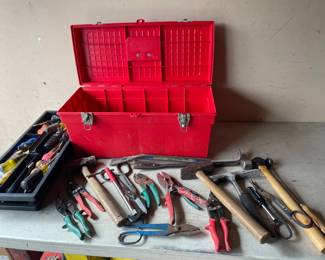 Metal Tool Case W/ Assorted Hand Tools 