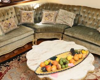 Vintage French Style Curved Sectional Sofa - 3 Pieces