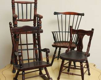 Vintage Doll Size Fan-Back Windsor Chairs