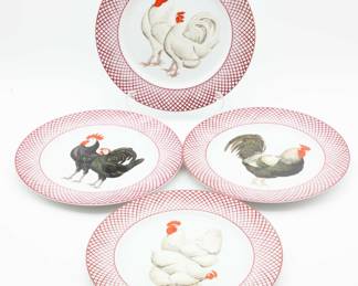 Rare - Vintage Haldon Group Devonshire Rooster Plates, Dinner Plates - Set Of 4