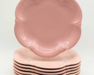 7 CERAMICHE ITALY TIFFANY ALL PINK 11 DINNER PLATE SCALLOPED