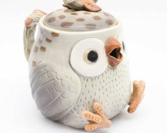 Fitz And Floyd Owl Cookie Jar, And A Near Crouching Jar Also