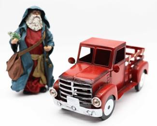 Christmas Vintage Red Trucks Metal & Christmas 1985 Possible Dreams Clothique Santa