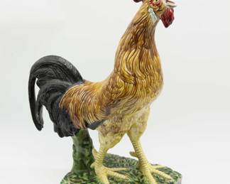 French Painted Ceramic Faience Rooster 