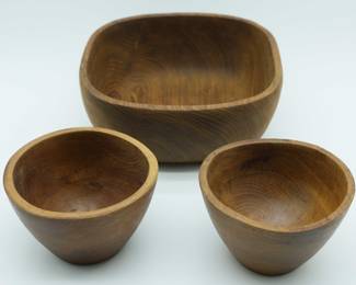 1970s Dolphin Teak Salad Bowls