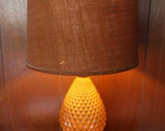 Vintage Glass And Rattan Table Lamp