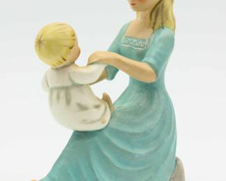 Vtg 70's GOEBEL W Germany Figurine  Rock A Bye Baby BYJ  Blonde Mother Mom In Blue Dress Rocking Baby  Nurs