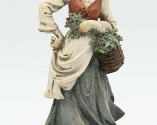 Giuseppe Armani Country Girl Figurine W/Flower Basket #3153C Capodimonte Vintage