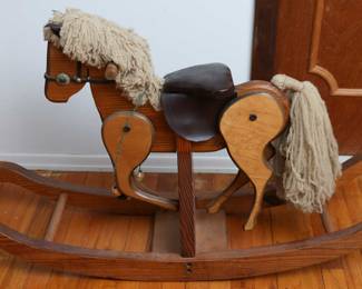 Vintage Wooden Rocking Horse Solid Wood Rocking Horse