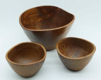 1970s Dolphin Teak Salad Bowls