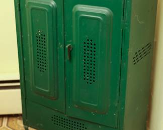 Primitive Green Metal Potato Bin, Metal Vegetable Bin,  Metal Bin