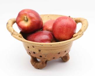 Vintage Plate Clay With Holes / Vintage Plate Sifter  Kitchen Decor, Farmhouse Decor, With Faux Apples 