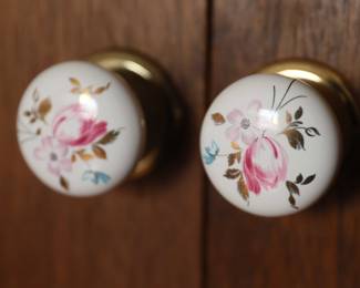 Vintage Brass Door Knobs With Porcelain Handle