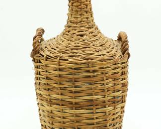 Vintage 1920s Large French Wicker Wrapped Wine Bottle