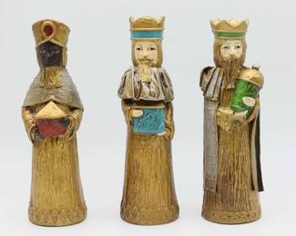 Vintage SCHMID BROS Paper Mache The Wise Men CHRISTMAS NATIVITY - THREE KINGS