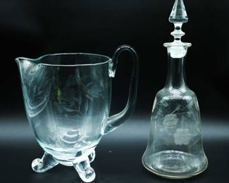 Clear Glass Bell Shaped & Pitcher Apothecary Liquor Decante
