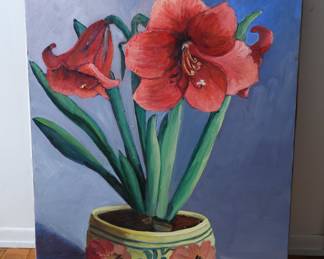 Charming Floral Oil On Cavas - No Frame 