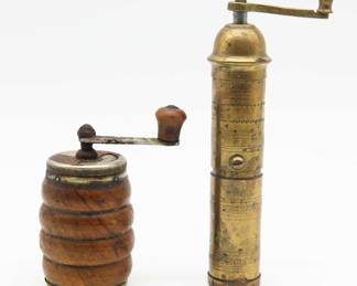 Vintage Grulet Model 1950s Coffee Grinder & Vintage Brass Guarantee Coffe Mill Pepper Spice Grinder