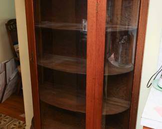 Vintage Bow Front Display Cabinet W/Glass Shelves
