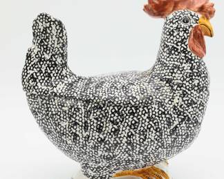 Hand Painted Porcelain Rooster Sculpture - Made In Italy 