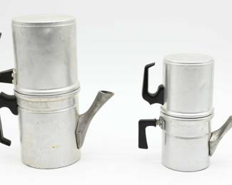 Vintage Aluminum Tea Pot Double Handled Made In Italy