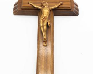 Vintage Wooden Wall Crucifix Cross W/ Hidden Compartment Holy Water