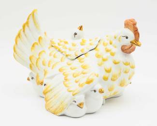 Vintage Chicken Cookie Jar Ceramic Bisque