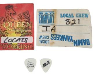 Bad Company & Queen Stage Crew Passes & Picks