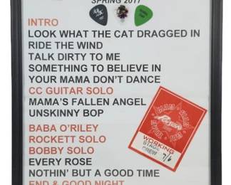Poison Set List Tour Crew Pass and 7 Picks Framed