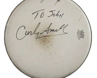 Boston Drummer "Curly" Smith Signed Drum Skin