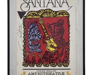 Carlos Santana Signed 2002 Concert Poster w/ Pick