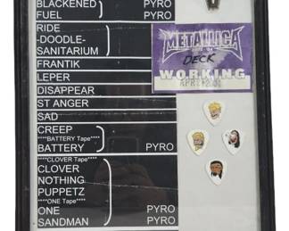 Metallica 2004 Framed Setlist Picks & Crew Pass