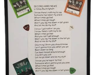 Fleetwood Mac Framed Lyric Sheet Picks & Passes