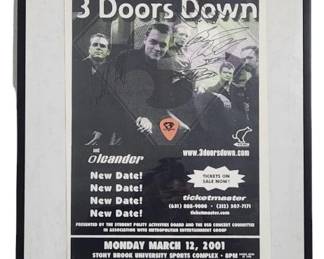 3 Doors Down 2001 Signed Poster & Pick Framed