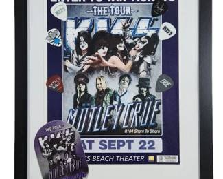 KISS & Motley Crue Framed Picks & Passes
