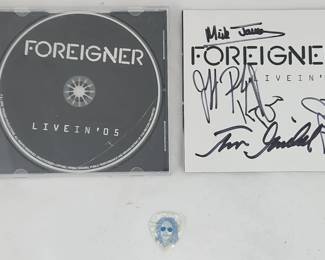 Foreigner Band Signed Live in 05 CD Insert w/ Pick