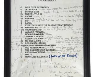 Chuck Berry Concert Set List with Remarks Framed
