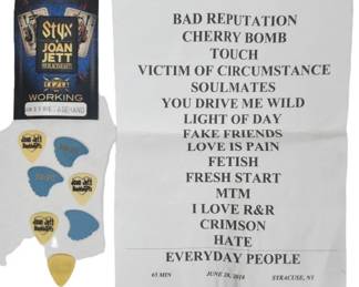 Styx w/ Joan Jett Crew Pass Setlist & Guitar Picks