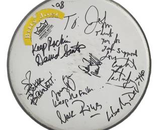 Billy Joel Band Signed 1998 Drum Head Skin