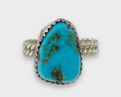 Navajo Sterling Silver Turquoise Nugget Ring Size 6.75
