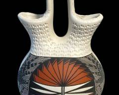 Native American Acoma, New Mexico Artist Signed H Poncho Wedding Vase
