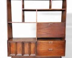 Vintage Walnut Mid Century Modern MCM Wall Unit Bookcase
