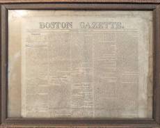 Antique Boston Gazette October 6, 1814 Framed Reports on Port of Boston, Defence of Fort M'Henry, the Treasury, and more
