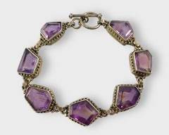 Sterling Silver Amethyst Sectional Handcut Bracelet 7.5
