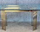 Modern Art Deco Donald Deskey style Beveled Glass Top and Brass Dining Table MCM Mid Century Modern
