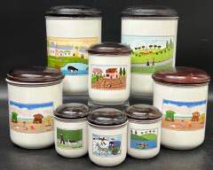 Fine Villeroy And Boch Design Naif Gerard Laplau Porcelain China Lidded Storage Canister Jars
