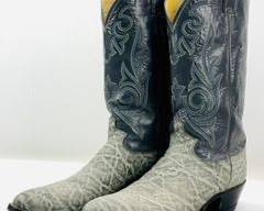 Vintage Justin 8527 Men's Boots Pull On Gray Leather Cowboy Western Size 10D Great Condition
